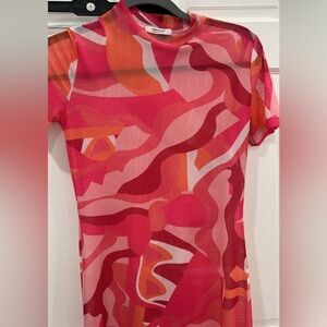 Sheer Mesh Colorful pink Maxi Dress size 6